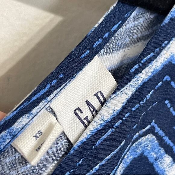 GAP Tie-Waist Culotte Patterned Jumpsuit Blue White Size XS - Picture 6 of 6